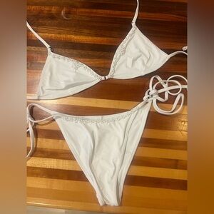 Frankie's Bikinis White Triangle Bikini Set
